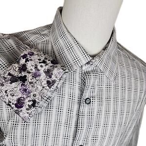 Robert Graham Men's Button Down T-Shirt Size Medium Color White/Black